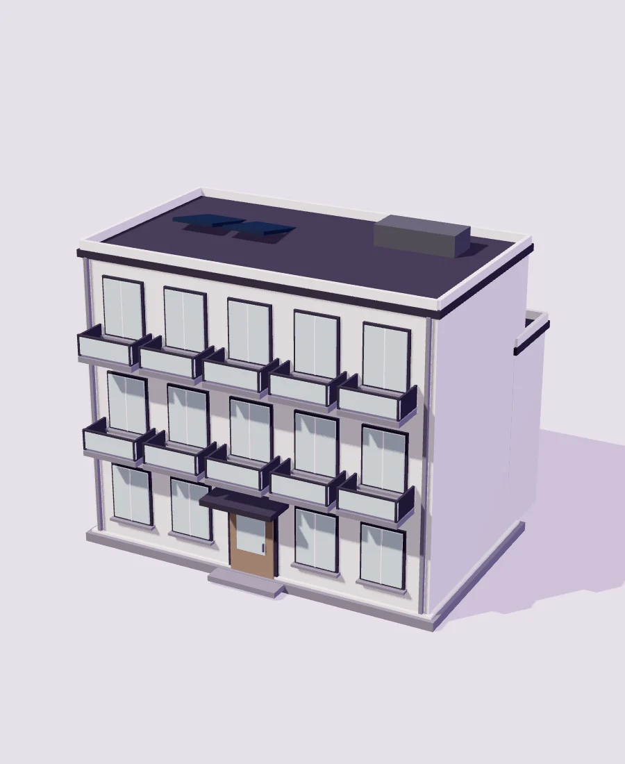 Immeuble résidentiel avec balcons.