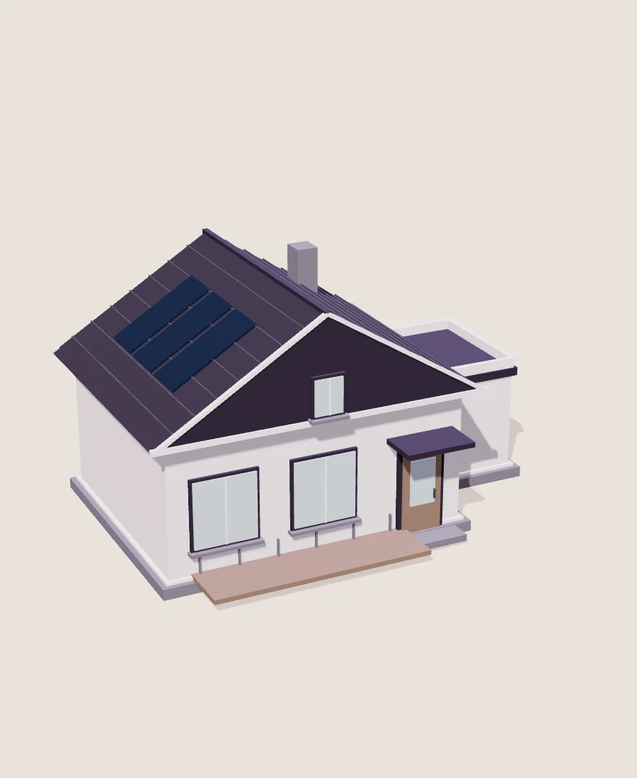 Maison individuelle avec panneaux solaires sur le toit.